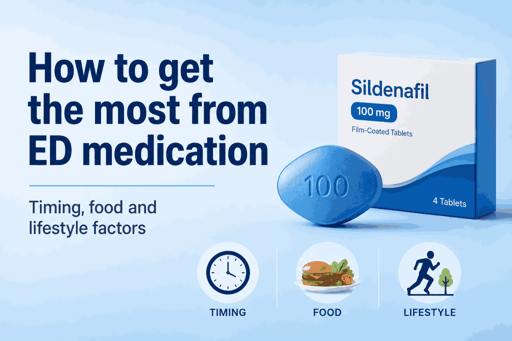 How to get the most from ED medication: sildenafil 100mg timing, food and lifestyle factors